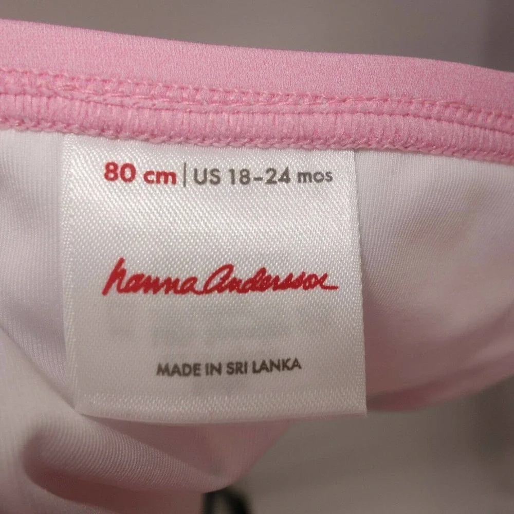 NEW Hanna Andersson Pink Strawberry Ruffle Tankini Swimsuit Size 80 18-2…